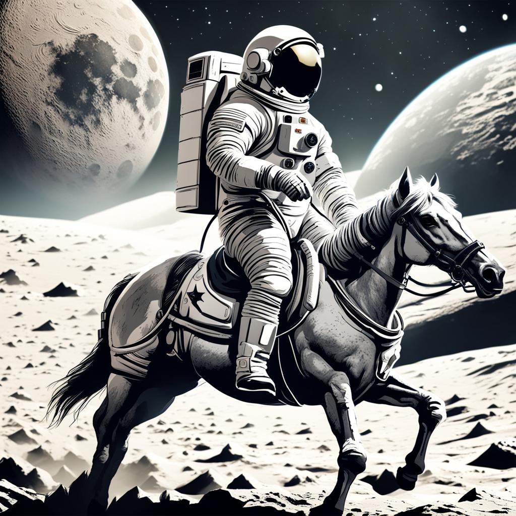 Moon horse. AI Generated image, 2023 by Steven Reid