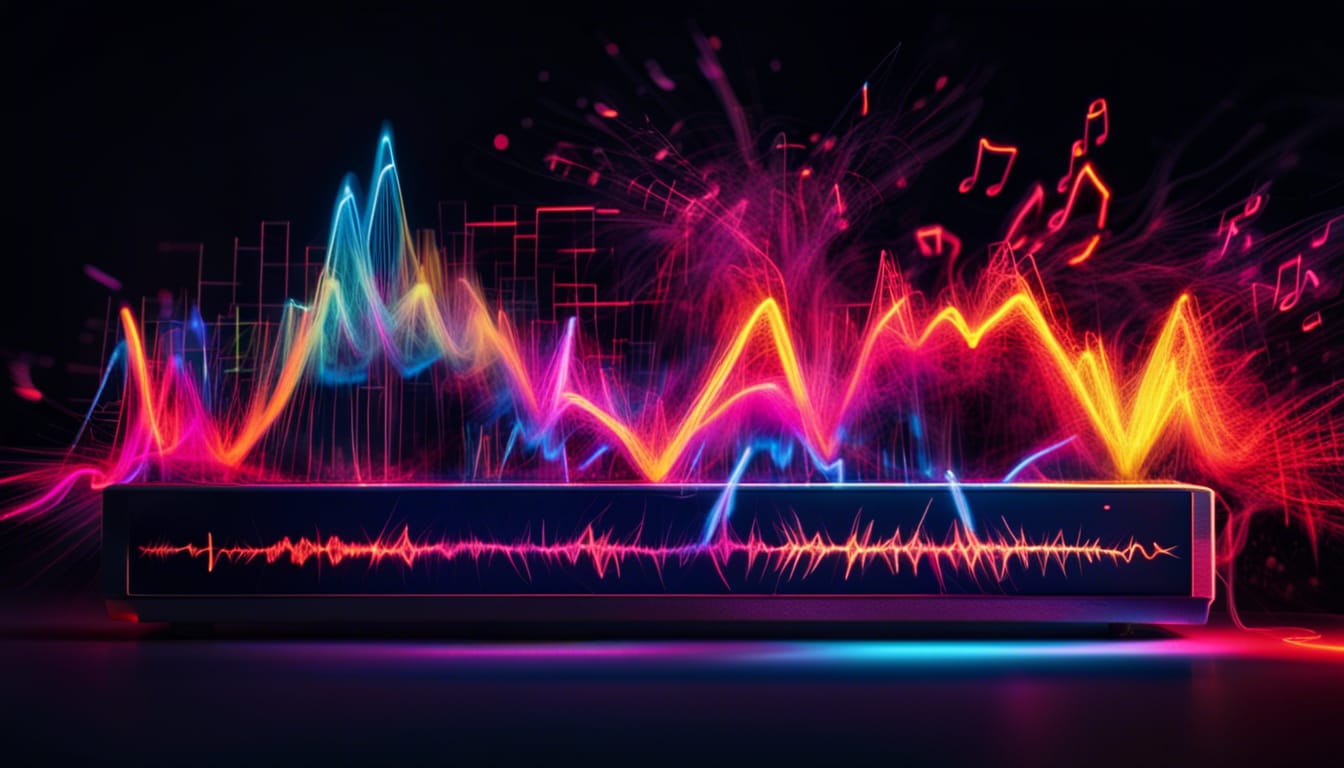 Picture of Sound Waves, generated with Stable Diffusion, 2023 by Steven Reid