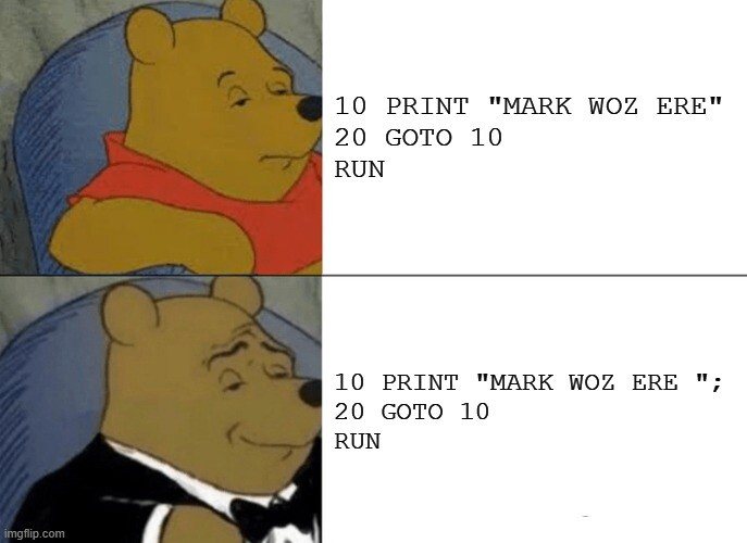 “Mark woz ere” programming meme.