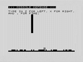 Missile Defense, ZX81 screen shot, by Steven Reid, 1983, 2017