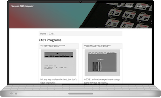 Screen shot of the ZX81 Programs web page