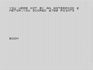 Asteroid £ Metor, ZX81 screen shot of my high score, by Steven Reid, 1984