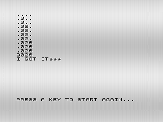 Code Searcher, 1984, ZX81 screenshot by Steven Reid