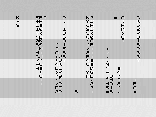 Digital Rain, ZX81 screen shot, by Steven Reid, 2018