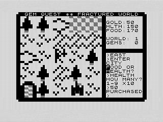 Gem Quest, ZX81 screenshot, Steven Reid, 2016