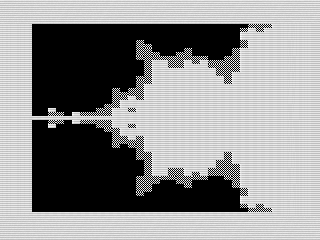 Mandelbrot Set with Chunky Graphics, Zoomed In, ZX81 Screenshot, 2022 by Steven Reid