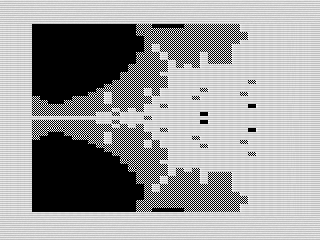 Mandelbrot Set with Chunky Graphics, Zoomed Again, ZX81 Screenshot, 2022 by Steven Reid