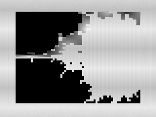 Mandelbrot Split Graphics, Zoomed in, ZX81 screenshot, 2022 by Steven Reid
