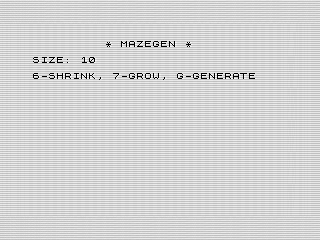 Maze Generator, Starting Screen, ZX81 Screenshot, 2024 by Steven Reid