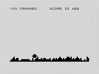 Moon Lander, Crashed, ZX81 Screenshot, by Steven Reid, 1984.