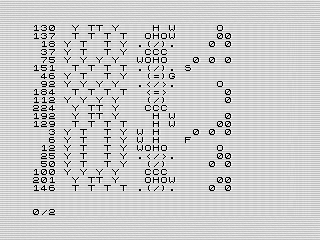 <cite>Pitfall!</cite> Rooms, ZX81 Screenshot of the first 21 rooms, 2023 by Steven Reid