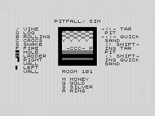 Pitfall! Simulator, ZX81 Screenshot of the Crocodile Hazard Room, 2023 by Steven Reid