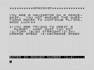 Spaceship, 1983, ZX81 screenshot by Steven Reid