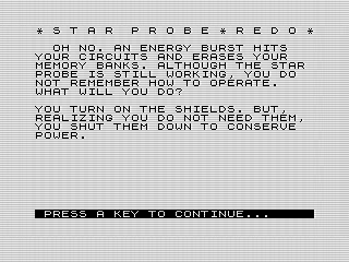 Star Probe Redo, ZX81 Screenshot by Steven Reid, 2020