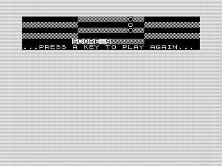 Trench Runner v2, ending ZX81 screen shot, by Steven Reid, 1984