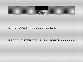 Tunnel Dodge, ending ZX81 screen shot, by Steven Reid, 1985