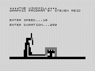 Windmill, ZX81 screen shot, by Steven Reid, 1985