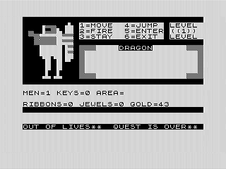 Wizardry (test), ZX81 Death Screenshot,  Steven Reid, 1985