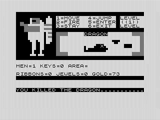 Wizardry (test), ZX81 Getting Gold Screenshot,  Steven Reid, 1985