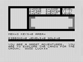 Wizardry (test), ZX81 Starting Screenshot,  Steven Reid, 1985