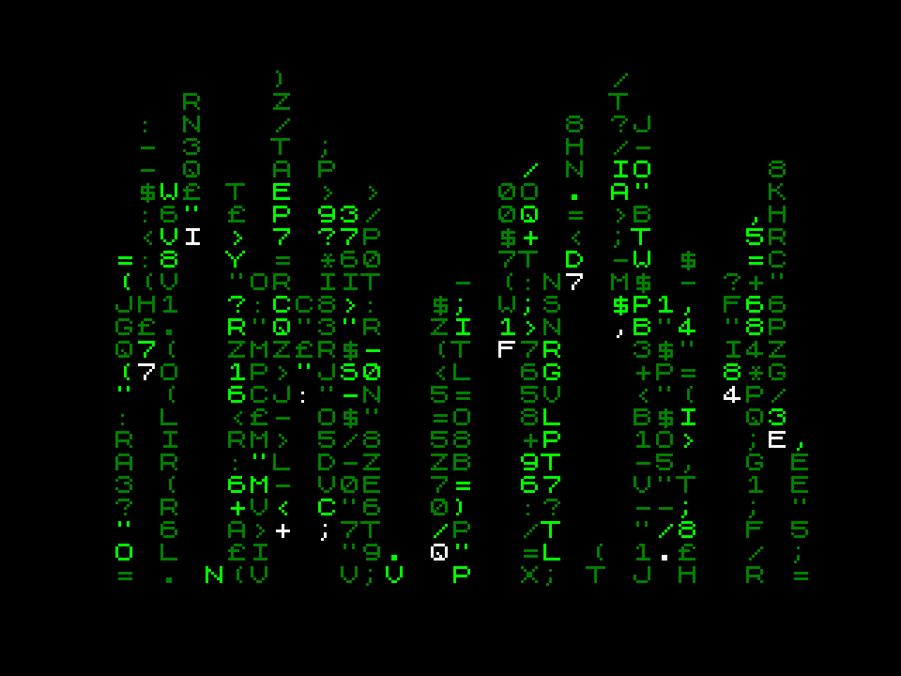 ZX81 Rain, Chroma ZX81 Screenshot, 2023 by Steven Reid